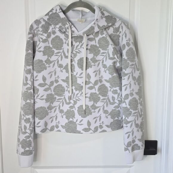 Calia Burnout Spacer Floral Gray & White Pullover Hoodie - Size Large - Picture 2 of 14